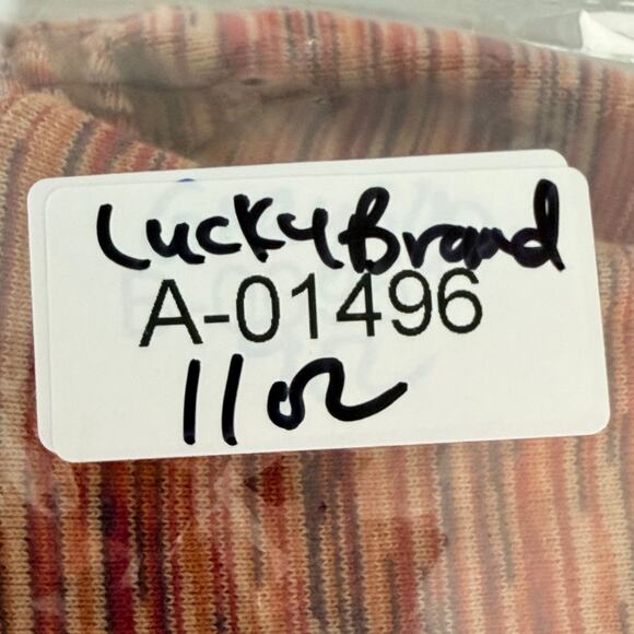 Lucky Brand Top Womens XL Orange Red Stripe Cotton Lace Up Neck Cuffs Y2K - Picture 14 of 16